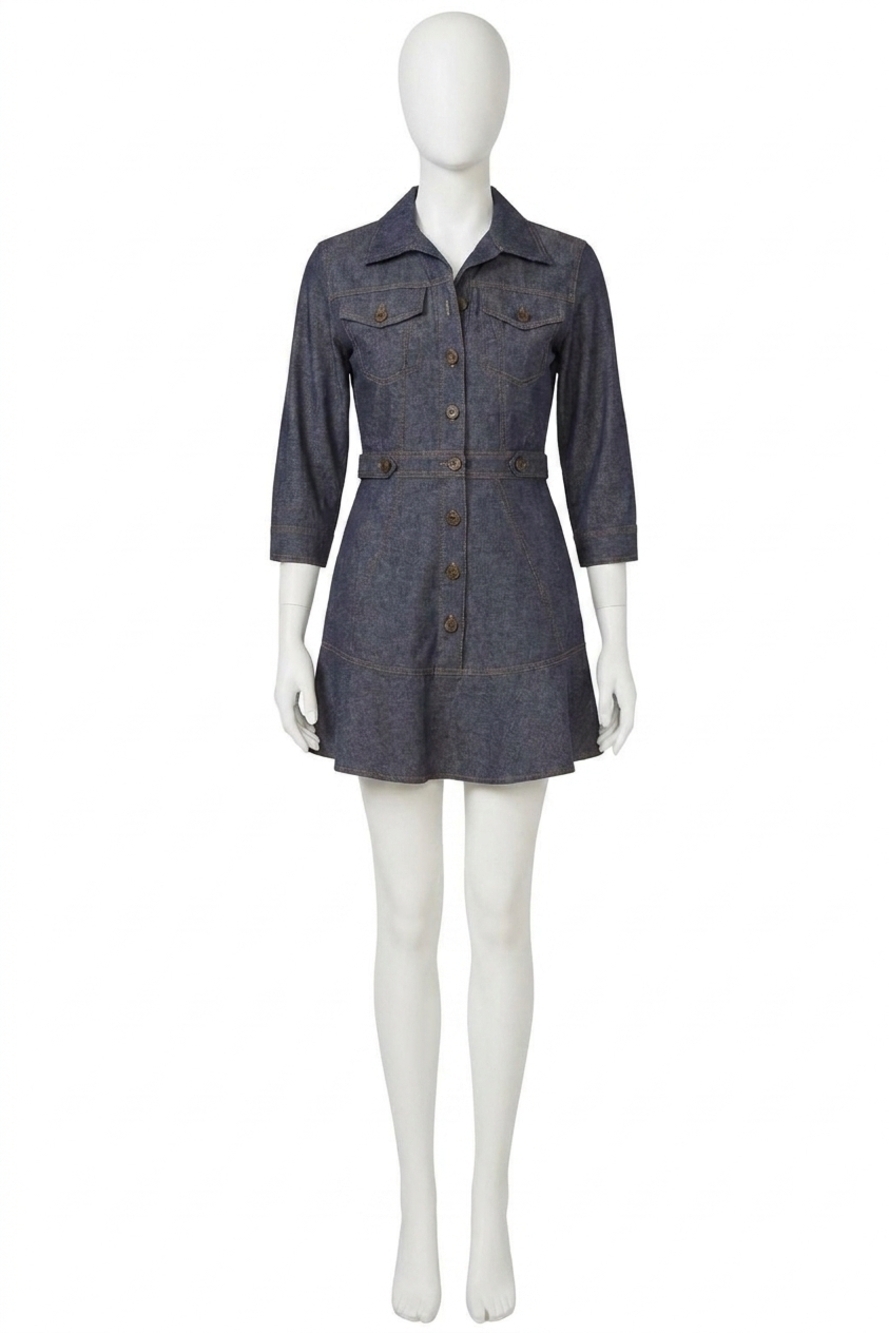 NEW GILNER FARRAR livia dress in denim blue